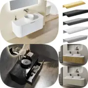 QLD 1200 Ceto Avalon PVC Water Proof wide depth Fluted Curved Wall Hung Vanity