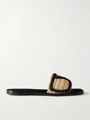 [Valentino Garavani] Valentino Garavani - Viva Superstar Two-tone Raffia Slides - Beige - IT39 IT 39 Neutrals