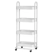 Artiss Storage Trolley Kitchen Cart 4 Tiers Rack Shelf Frame Organiser White