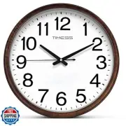 TIMESS Wall Clock, Classic Wood Style Finish, 16 Inch Non-Ticking Silent Batt