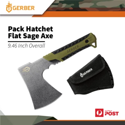 Gerber 9.46" Outdoor Pack Hatchet Flat Sage Axe W Belt Carry Sheath #31-003482
