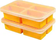 (2 Pack) Silicone Freezer Molds With Lids & Measurement Lines, Makes 8 Perfect 1 Cup Portions, Food Freezing Storage Containers For Soup, Pasta Sauce, Broth. Large Ice Cube Trays & Food Freezer Molds