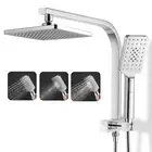ACA 8'' Square Shower Head Set Chrome Rose with Handheld Diverter Gooseneck