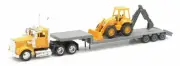 New-Ray 15303 1:43 Kenworth W900 Truck Hauling a Backhoe Loader