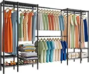 Wire Garment Rack Expandable Wardrobe Clothes Rack Heavy Duty with 2 Sliding Storage Baskets, Retractable Clothes Rack 75.5" H x (98" - 117") L x 15.3"D, Garment Racks