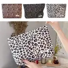 Large Capacity Leopard Cosmetic Bag Organizer Corduroy Clutch Bag Students