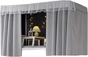 1 M Wide Single Bed Bunk Bed Curtains with Retractable Stand Loft Bed Curtains Dormitory Blackout Top Bunk Bed Canopy Encrypted Netting(Curtain*1,1.2M_Gray A)