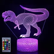Dinosaur Toys Night Light - 3D Night Lamp with Three Patterns amp; Remote Control amp; Smart Touch16 Colors Changing Dimmable Brithday Gifts for 2 3 4 5 6 7 8