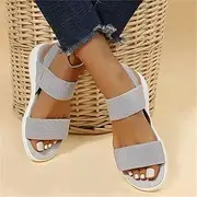 [OMIREL] Summer Sandals for Women Orthopedic Walking Slippers Open Toes One Ankle Strap Summer Wedge Sandals Breathable Beach Sandals,White,US12/EU43