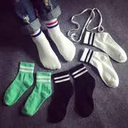 Striped Socks (Various Designs) Men - Black Stripe - White - One Size