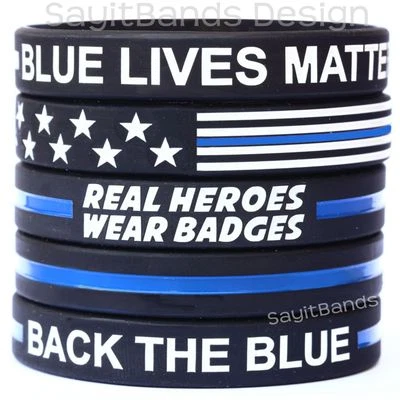Variety Pack 5 Thin Blue Line Wristbands - USA Flag, Blue Lives Matter, and more