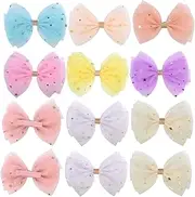 CATIEBYE 12Pcs Girl Hair Bow Clips Cute Hair Accessories for Lightweight Alligator Clips for Various Outfits and Hairstyles