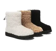 EVERAU® UGG Boots Sheepskin Wool Plush Drawstring Peggy - Black / AU Ladies 4 / AU Men 2 / EU 35