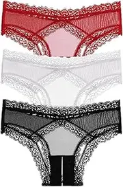 [Generic] Womens Sexy Thongs Lace Panties Underwear Low Rise T-Back Underpants Pack of 3