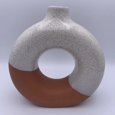 Circle Vase White and Terracotta Donut Nordic Stylish Modern Home Minimalist NOB