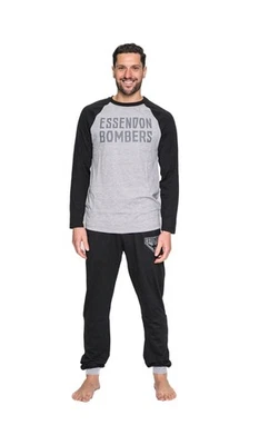 Mens AFL Official Essendon Bombers Cotton Long Winter Pjs Pyjama Set