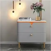 Bedside Table for Bedroom and Dorm, Bedside Table with 2 Drawers, Side Table with Drawers, Metal Handles and Table Legs, Grey (L 45 x D 40 x H 51 cm)