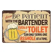 3x Tin Sign Patient With The Bartender Toilet 20x30cm Metal Rustic Look Vintage