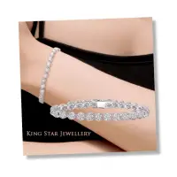 在飛比找momo購物網優惠-【King Star】18K滿鑽鑽石手鍊 滾珠邊(華麗滿鑽設