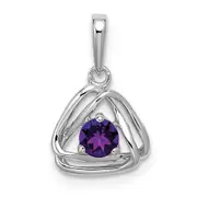 14k White Gold Amethyst Triangle Pendant
