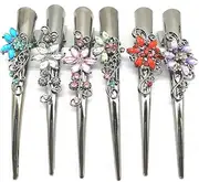 CONOFA Set of 6 Metal Alligator Sectioning Clips for Women and girl- Pretty Strong Clamp Hairpins Non-Slip Hair Grips
