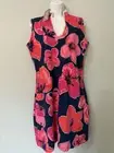 ANA CLARE WOMEN'S LAYTON TANK DRESS BLAZE NAVY PINK LARGE NEW NWT