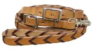 Showman 8' Light Oil & Burgundy Argentina Cow Leather Braided Contest Reins