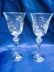 Czech bohemia cut glass - Liquer glasses with crystals 2 pcs