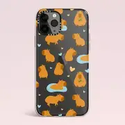 iPhone 16 15 14 13 12 Pro Max Plus Case Clear Shockproof Cute Capybara Cover