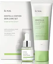 iUNIK Centella Edition Skincare Set (Cream 2.02 fl.oz. & Mini Serum 0.51 fl.oz.) - Centella Asiatica and Tea Tree Leaf Waters to Soothe, Calm, Moisturize, and Protect the Skin