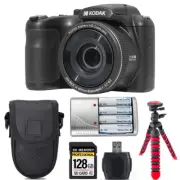 Kodak PIXPRO AZ255 Digital Camera (Black) +Extra Battery +Tripod +Case 128GB Kit