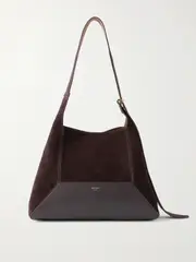 [Jimmy Choo] Jimmy Choo - Diamond Medium Leather-paneled Suede Shoulder Bag - Dark brown - One size One size Brown