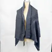 GUCCI Scarf Shawl GG Guccissima 140x140 cm Wool Silk Black Navy 281942 NWT