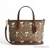 COACH x PEANUTS 2025 City Mini Tote Bag Signature Canvas Snoopy Print CBS83 NEW