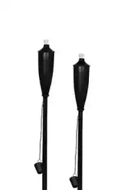 Garden Torch Citronella Oil Lantern Snuffer Powder Coated 180cm Black 2 Pack