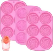 Rose Ice Molds, 3 Pcs Large Flower Ice Cube Mold, 6-Cavity Big Rose Mold Ice ...