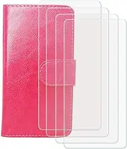 LCEHTOGYE Cover for Unihertz Golden Eye + 4 Slice HD Tempered Glass,Shell BracketBumper Protective Back Case - Anti-Scratch Screen Protector for Unihertz Golden Eye - RYPT -Red