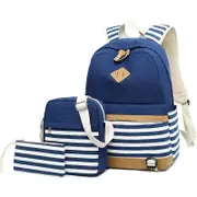 Printed Canvas Backpack Set - 3 Pieces