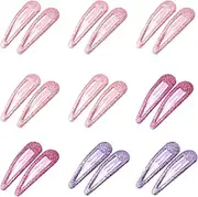 ZEVONDA Glitter Hair Snap Clips - Metal Hair Clips Colorful Glitter Sequin Hair Clips Barrettes Hair Styling Accessories for Toddlers Kids Girls Women, Pink*10 + Rose Red*4 + Purple*4
