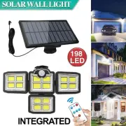 198 LED Solar Motion Sensor Light Outdoor Garden Security Flood Lamp Solar Light