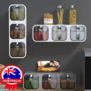 Wall Mounted Seasoning Box Kitchen Spice Jar Storage Case Container with Spoon