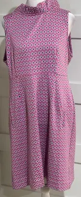 Tyler Boe L Dress Pink Mini Blue Diamonds Ruffle Front V Neck Back W/ Zip $ 172
