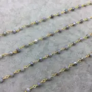 Mystic Quartz Rosary Chain - 4mm Beaded Silver Plated Chain for Jewelry Making
