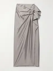 [Aje] Aje - Immersion Draped Silk-blend Maxi Skirt - Gray - UK 6 UK 6 Gray