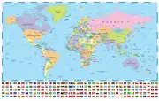 World Map with Countries Oceans and Flags High Quality wall poster Choose Size