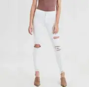 American Eagle Next Level Stretch Hi Rise Jegging Crop Jeans White Sz2 NEW