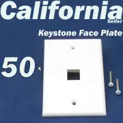 50 Faceplate 1 Port Keystone Jack RJ45 CAT5 CAT5e CAT6 Network Wall Plate White