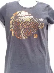 NEW $32 adidas Womens NBA 4 Her Brooklyn Nets Burn Out T-Shirt Top Tee sz L