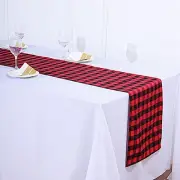 Black Red Buffalo Plaid GINGHAM POLYESTER TABLE RUNNERS 14 x 108" Wedding Party