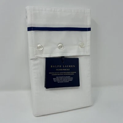 Ralph Lauren Standard Pillowcases Organic Palmer Percale Harbor Blue